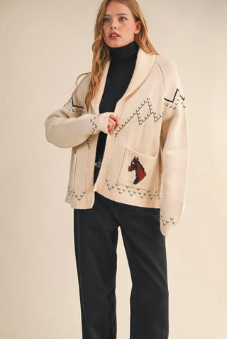 Wild Horses White Western Knit Cardigan
