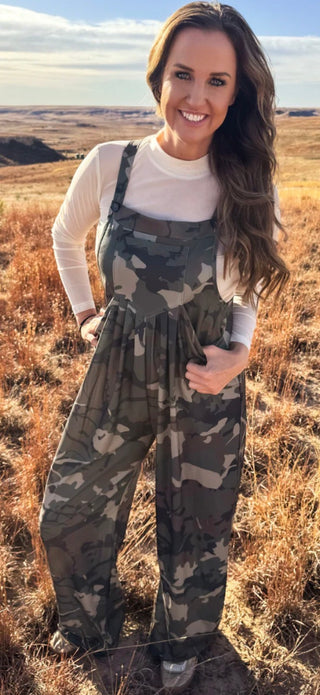 
Sterling Kreek Camo Wide Leg Jumpsuit for Women | Western Camouflage Overall Romper
