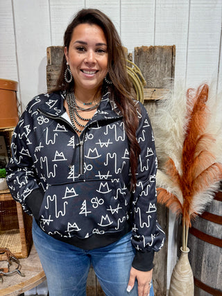 Black Cattle Brand Quarter Zip Pullover