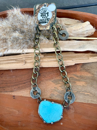 Art By Amy “Brooklyn Slab” Turquoise Statement Necklace – 16–18”