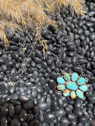 Number 8 Turquoise Cluster Necklace – Sterling Silver Southwestern Statement Pendant | Western Cowgirl Jewelry