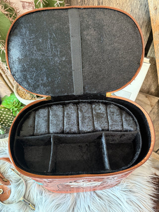 Tooled Leather Vegas NFR Jewelry & Makeup Carrying Case – Western Rodeo Travel Bag