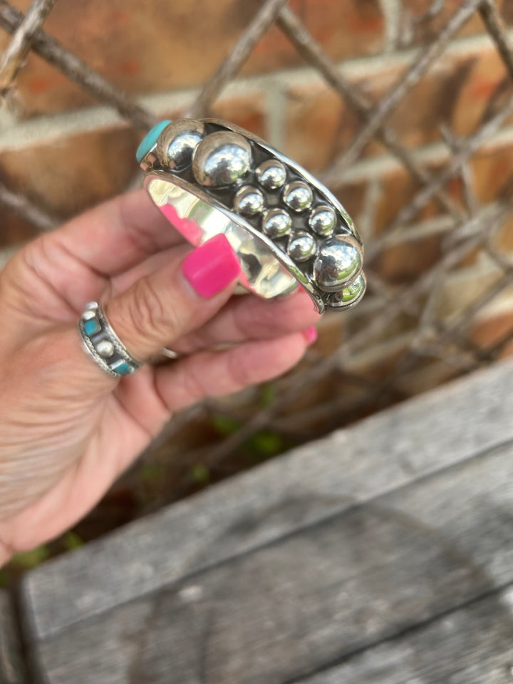 Sterling Silver & Turquoise Bubble Cuff Bracelet