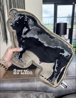 Cattle Talk Black Angus Pillow – Western Cow Accent Cushion | Rustic Ranch Decor