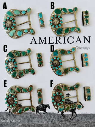 Custom Buffalo Nickel Turquoise Belt Buckle Set