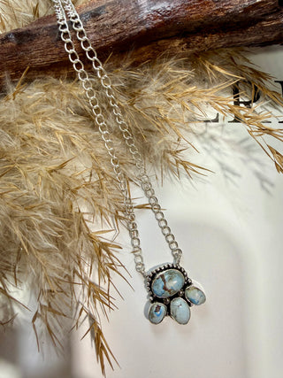 Golden Hills Turquoise Mini Cluster Necklace | Sterling Silver Western Jewelry-04