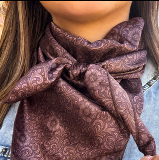 Bronzed Bloom Tooled Floral Wild Rag