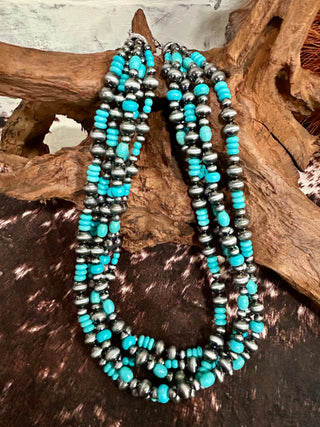 Multi-Strand Faux Turquoise Necklace