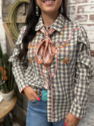 Prairie Jane Embroidered Western Pearl Snap Shirt