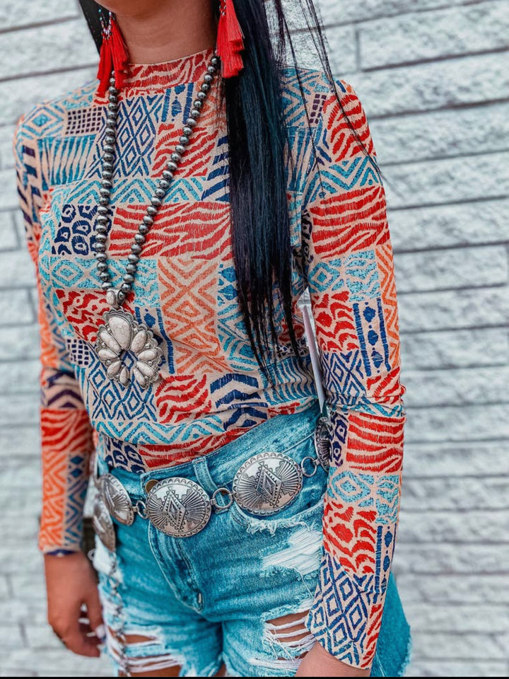 Cowgirl Tribal Mesh Top