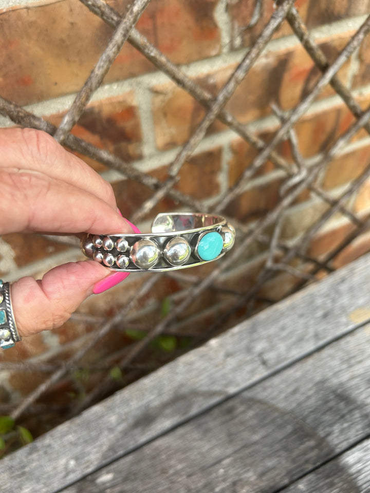 Sterling Silver & Turquoise Bubble Cuff Bracelet
