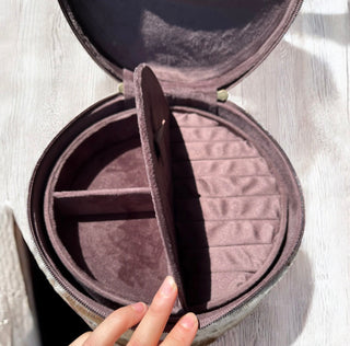 Cowhide & Tooled Leather 3 Tier Makeup & Jewelry Combo Case