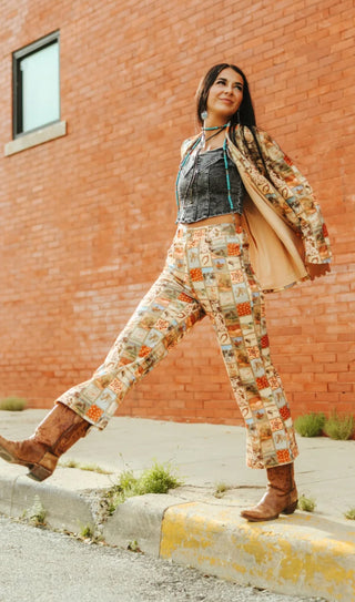 Yee Haw Western Patchwork Corduroy Pants