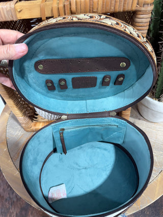 Cowhide & Tooled Leather Vanity Case – American Darling Western Travel Jewelry/Makeup Box-416