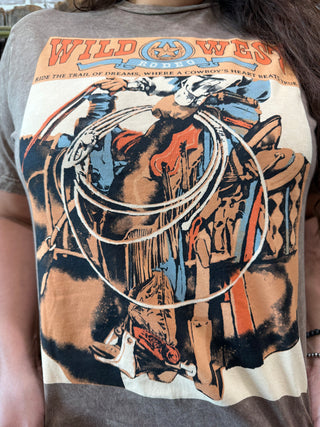 Wild West Rodeo Saddle Tee – Mocha