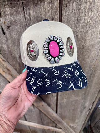 Hot Pink Rodeo Concho Cattle Brand Trucker Hat