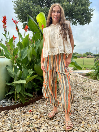 Serape Print Boho Parachute Pants | Colorful Western Slouch Pants
