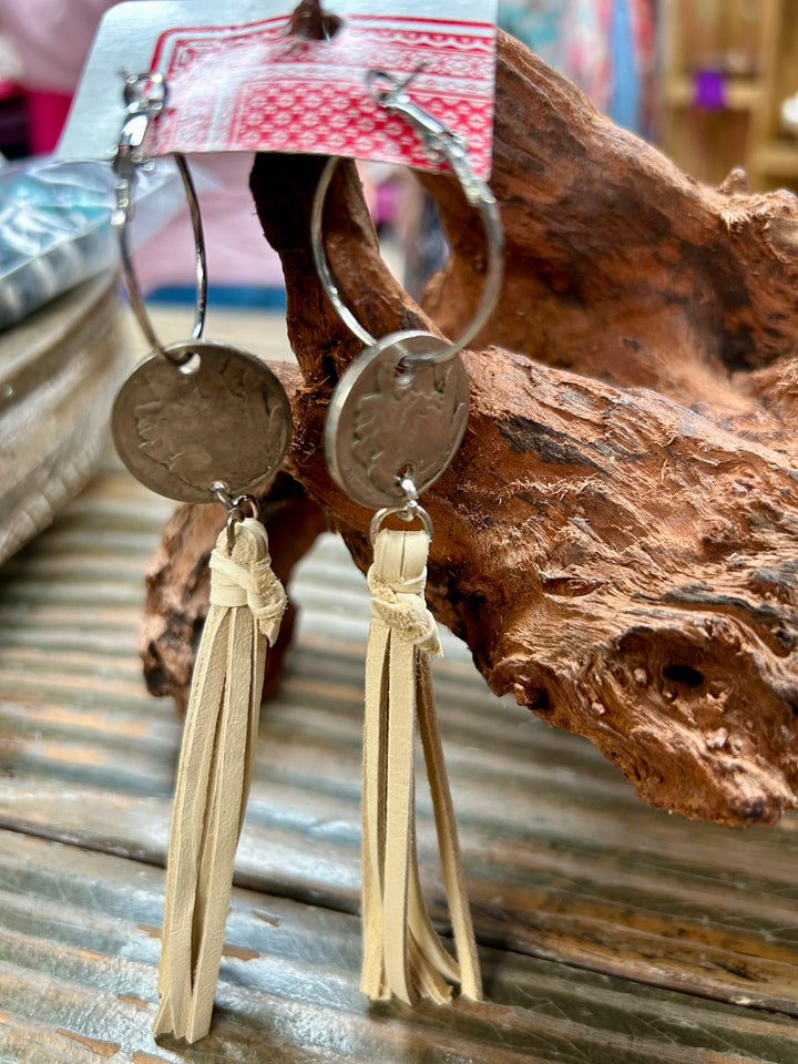 Buffalo Nickel Fringe Earrings-2 COLORS!