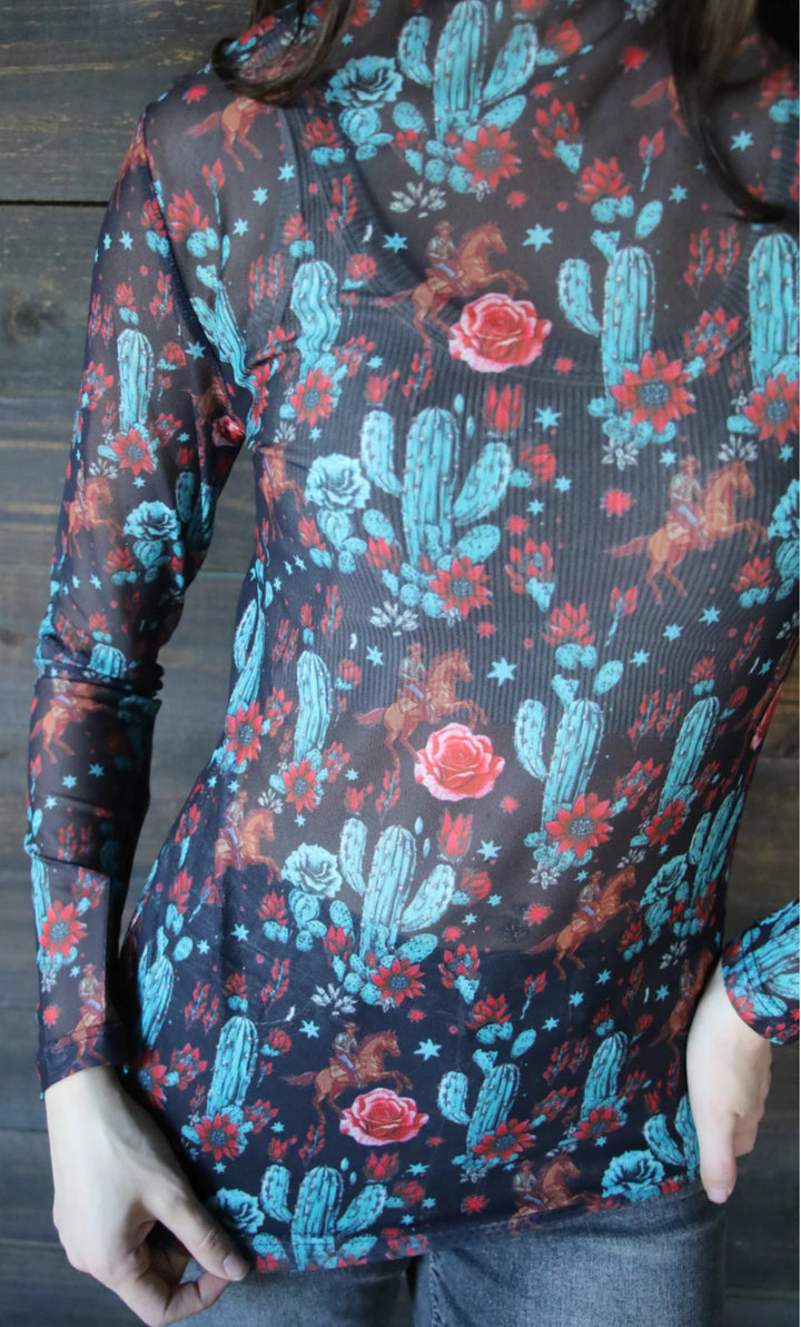 The Cactus Rose Mesh Top