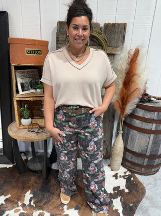 Retro Vintage Wash Old West Barkcloth Trouser Pants - 2 Fly Co.