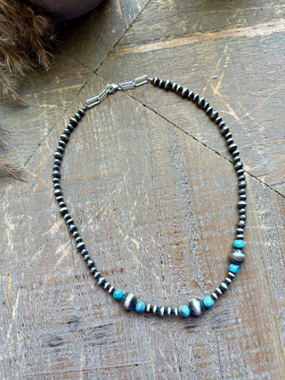 Sterling Pearls & Turquoise Beaded Choker