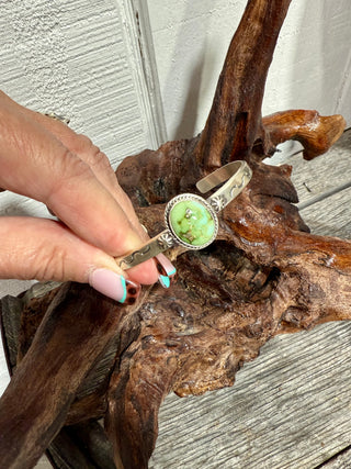 Sam Yellowhair Sterling Silver Cuff – Natural Sonoran Gold Turquoise Bracelet-003