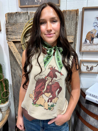 Vintage Bucking Horse Sweater Vest