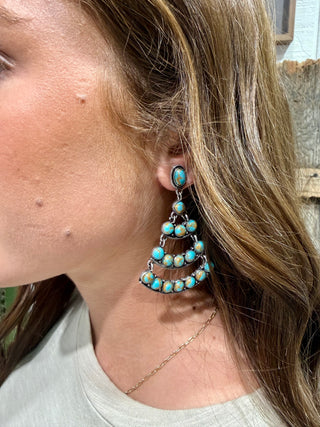 Native Inspired Turquoise Chandelier Earrings | Western Statement Earrings for Women