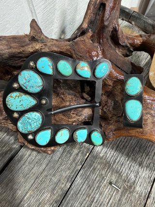 Custom Made Kingman Turquoise Western Belt Buckle Set – Handcrafted Western Statement Buckle
