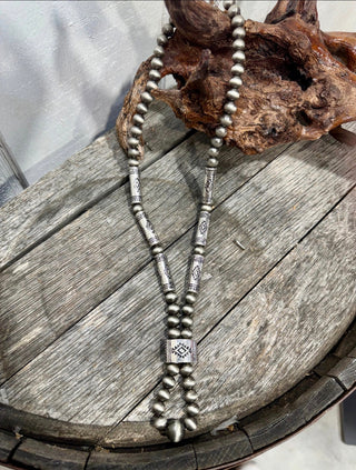 Southwestern Silver Tone Pearl Jacla Jocla Necklace | Navajo-Inspired Western Jewelry