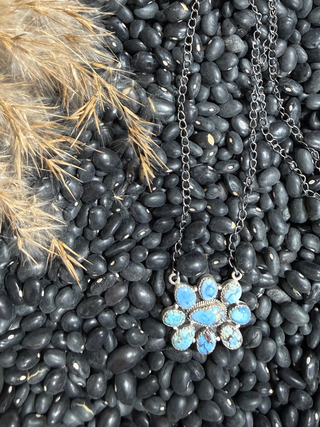 Golden Hills Turquoise Cluster Necklace | Sterling Silver Western Statement Jewelry