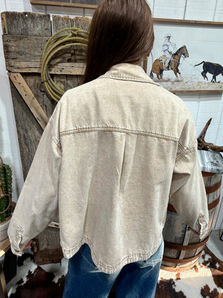 Flower Child Appliqué Denim Jacket