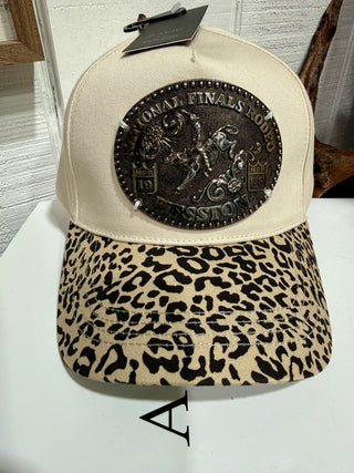 Vintage Hesston NFR 1988 Buckle Leopard Print Trucker Hat- Slight Imperfection