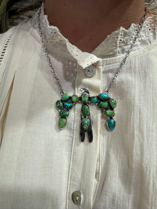 Sterling Silver Thunderbird Necklace | Genuine Turquoise Western Statement Necklace- Pick Your Stones!