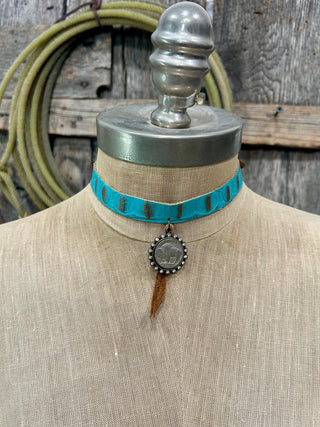 Turquoise Croc Buffalo Nickel Choker