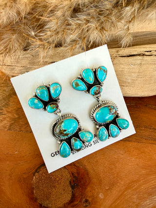 Marcella James Native American Turquoise Cluster Earrings