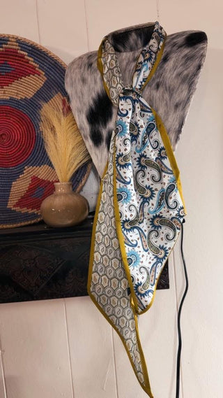 Olive /Navy Paisley Print Twilly