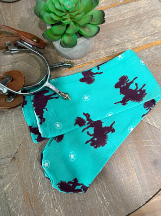 Turquoise Bucking Horse Nylon Boot Sock