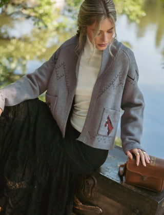 Wild Horses Gray Western Knit Cardigan