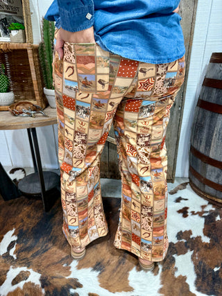 Yee Haw Western Patchwork Corduroy Pants