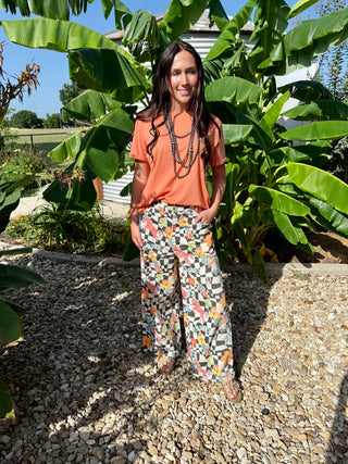 Retro Rodeo Checkered Wide Leg Howdy Pants