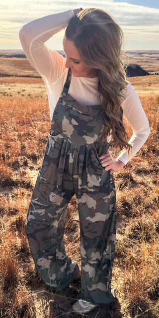 
Sterling Kreek Camo Wide Leg Jumpsuit for Women | Western Camouflage Overall Romper