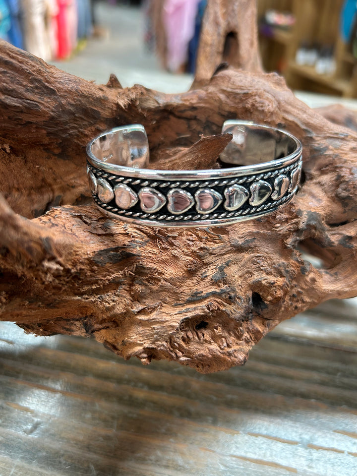 Sterling Silver Heart Cuff Bracelet