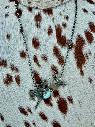 Native American Turquoise Bronc Rider Necklace