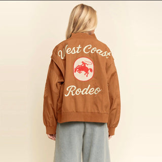 West Coast Rodeo Satin Bomber Jacket- Rust