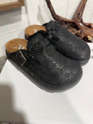 Cali Black Very G Midnight Tooled Western Clogs