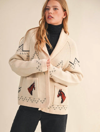 Wild Horses White Western Knit Cardigan