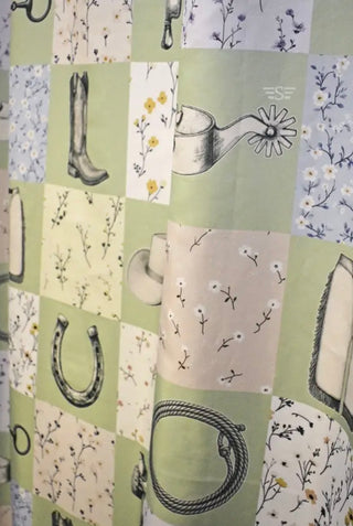 Boots, Bits & Blossoms Western Shower Curtain & Rug Set