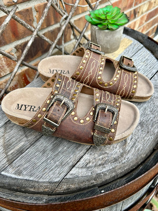 Sonoran Sunset Boot Stitch Sandals-Brown