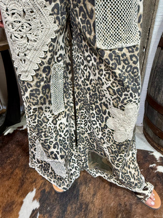 Wild Side Leopard Patchwork Overalls